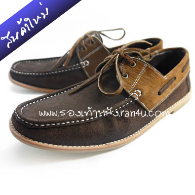 C018 รองเท้า boat shoes สีน้ำตาลพื้นไม้